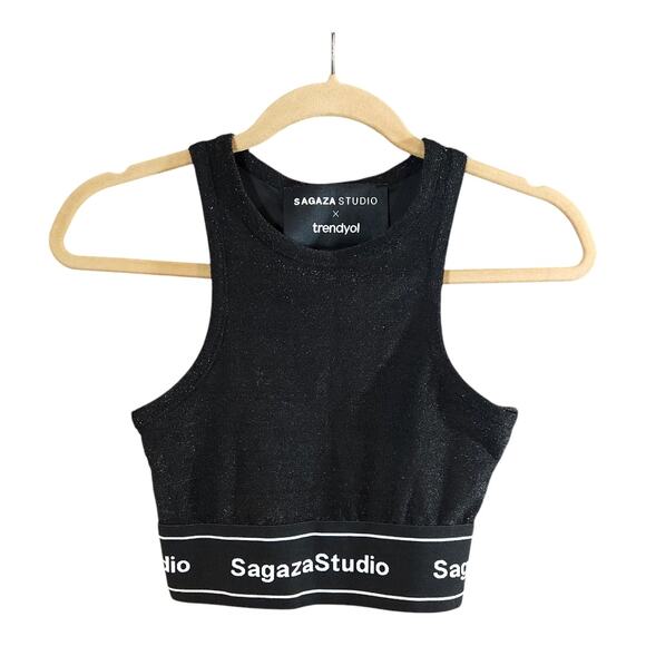 Sagaza Studio x Trendyol Sparkly Knitted Bustier Cropped Tank Top Women's US 2 - Picture 4 of 8